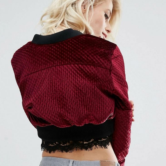 Wine🍷 Velour Quilted cropped jacket - Picture 2 of 7